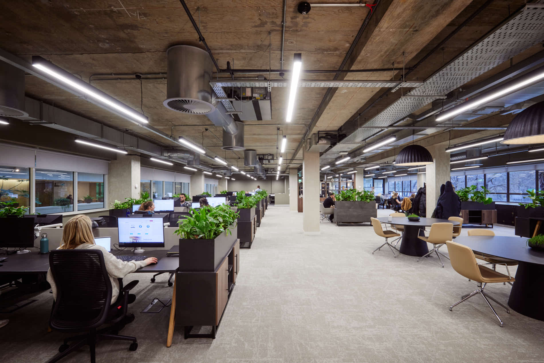 AlderleyPark-191222-05-0576 internal cgi of office and cowering space with people walking through