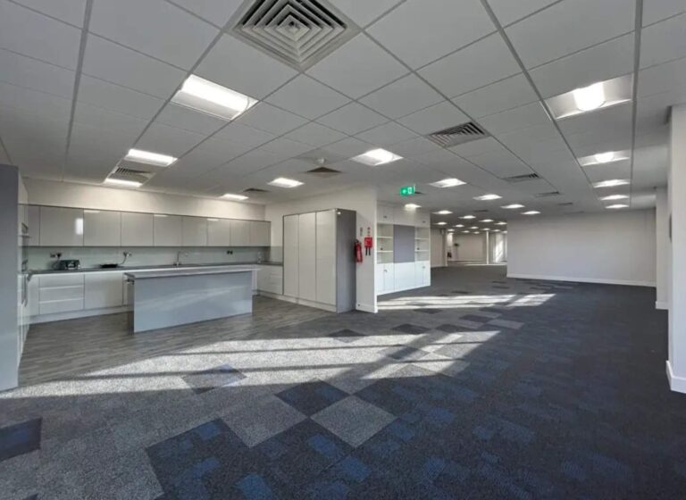 large open office kitchen and breakout space